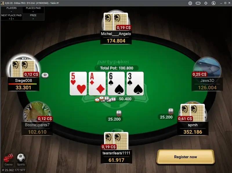 BetMGM Poker Ontario live tournament gameplay showing a multi-way pot