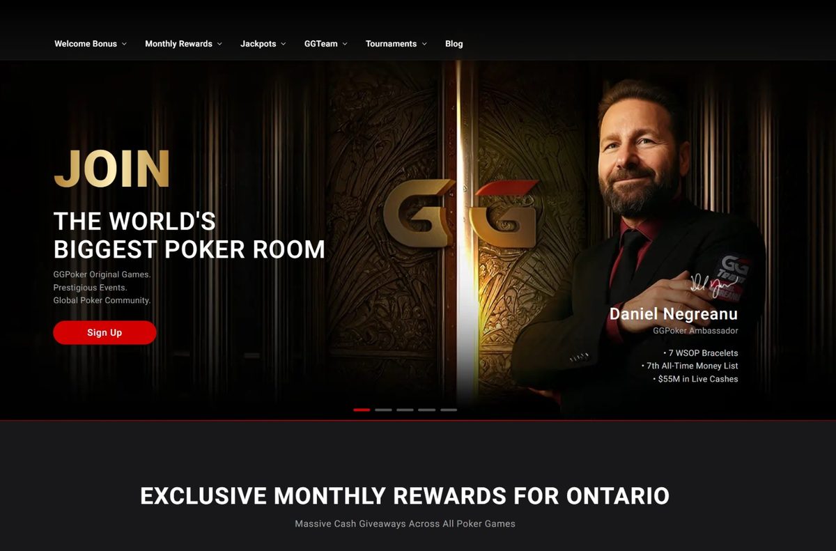 GGPoker Ontario homepage