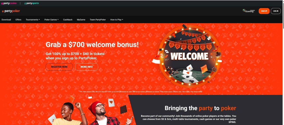PartyPoker Ontario homepage